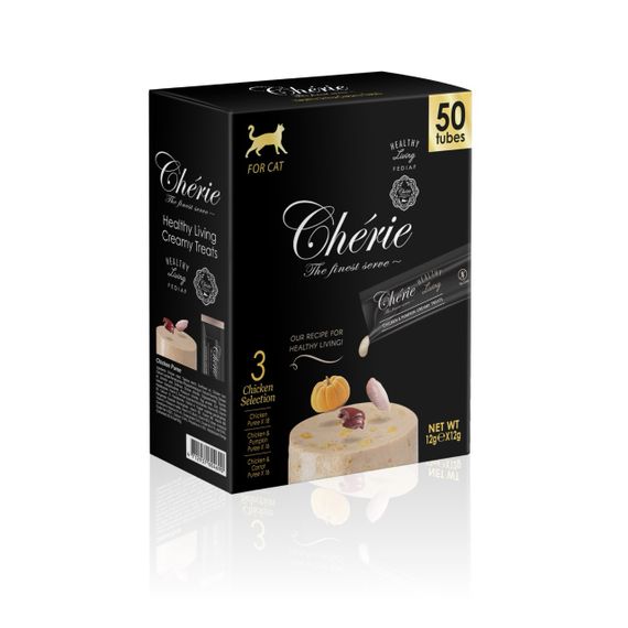 Ласощі для котів з куркою Cherie Healthy Living Creamy Treat Mega Pack Chicken Selection Cat, 12 гр х 50 шт