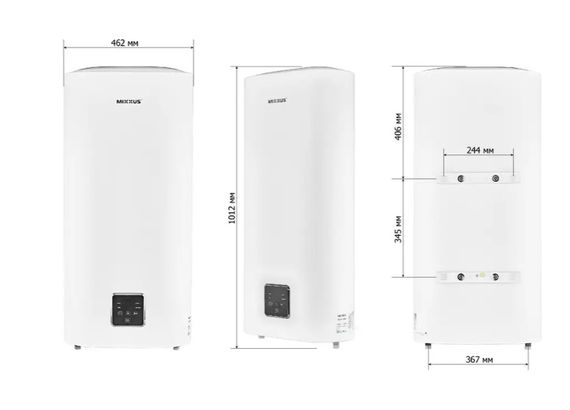 Водонагрівач Mixxus EWH-09050 FLAT WET 50 л, 2,0 кВт, "мокрий" ТЕН, вертикальний, прямокутний, білий (WH0594) | Зображення 1