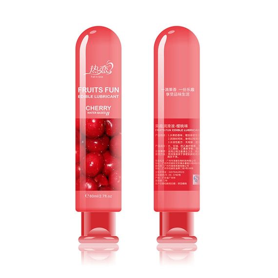 Їстівний лубрикант Fall in love Вишня на водній основі Babydoll 80 мл. Бордовий 464559 | Зображення 1