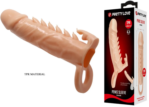 Подовжувальна насадка (подовжує на 4 см) PREETTY LOVE — Penis Sleeve Emmitt Sex Aura | Зображення 1