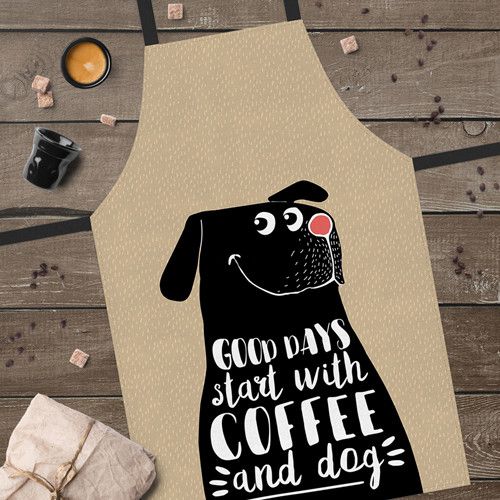 Фартук полноцветный Сolorful Good days start with coffee and dog