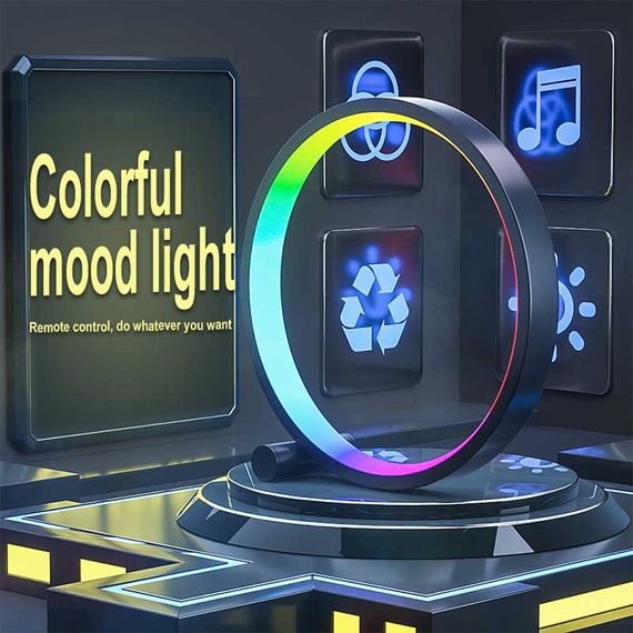 Настільна LED лампа RGB Intelligent circular atmosphere light Bluetooth USB with app Black | Зображення 1