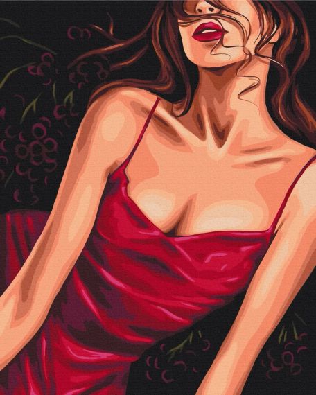 Картина по номерам Спокусливий червоний Жанр НЮ 18+ Картина за номерами на підрамнику складність 3 зірки 40х50 | Зображення 1