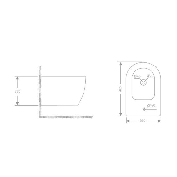 Біде підвісне Qtap Jay 485х360х320 мм White | Зображення 1