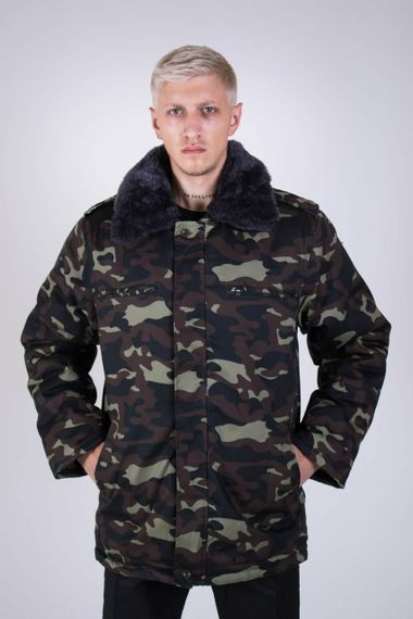 Камуфляжний бушлат Дубок, зимовий чоловічий бушлат із хутряним коміром 50 розмір 56
