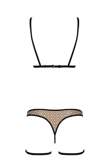 Еротичний комплект спідньої білизни Passion GABI SET S/M beige, трусики з гартерами | Зображення 3