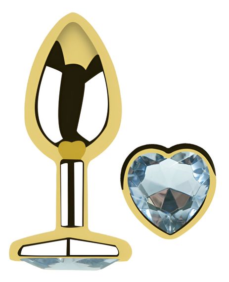 Анальна пробка з кристалом EGZO - Gold Heart Plug Clear size M Sex Aura | Зображення 1