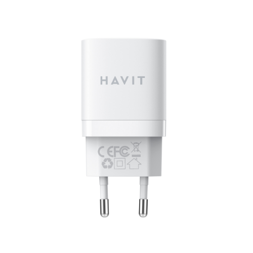 Зарядний пристрій мережевий USB/Type-C 30W білий Havit HV-UC30 White | Зображення 1