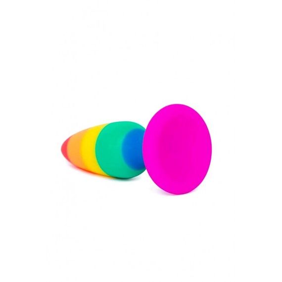 Силіконова анальна пробка Wooomy Hiperloo Silicone Rainbow Plug L, діаметр 3,9 см, довжина 13,1 см | Зображення 1