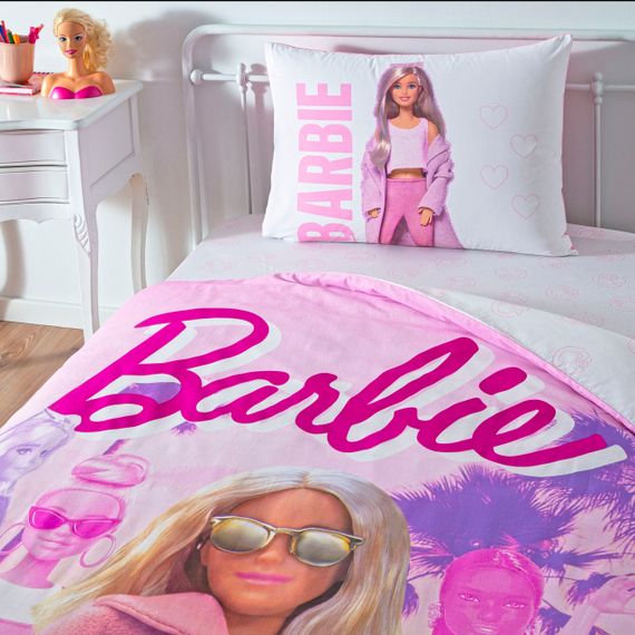 Постільна білизна TAC Disney 160×220 см Barbie Pink Power | Зображення 1