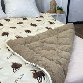 Ковдра двоспальна відкрита двостороння з вовни Arda Pure Wool 21440 175х215 см капучино