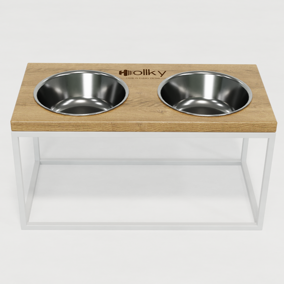 Миски на подставке для средних и больших собак Hollky Base L (2 × 0,95 л) BL-422120-WHNT | Зображення 1