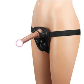 Набір: трусики для страпону, фалоїмітатор і кільця під різні фалоси коричневий