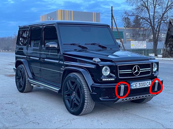 Вставки з нержавійка в бампер (2 шт, AMG) для Mercedes G сlass W463 1990-2018 рр | Зображення 1