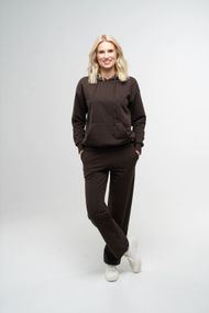 Костюм спортивний жіночий худі та прямі штани коричневого кольору, 2XL