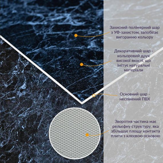 Декоративна ПВХ плита чорний мармур 600*600*3mm (S) SW-00001625 | Зображення 1