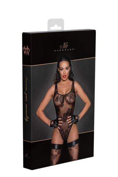 Боди Noir Handmade F242 Tulle body with patterned flock embroidery, M | Зображення 6
