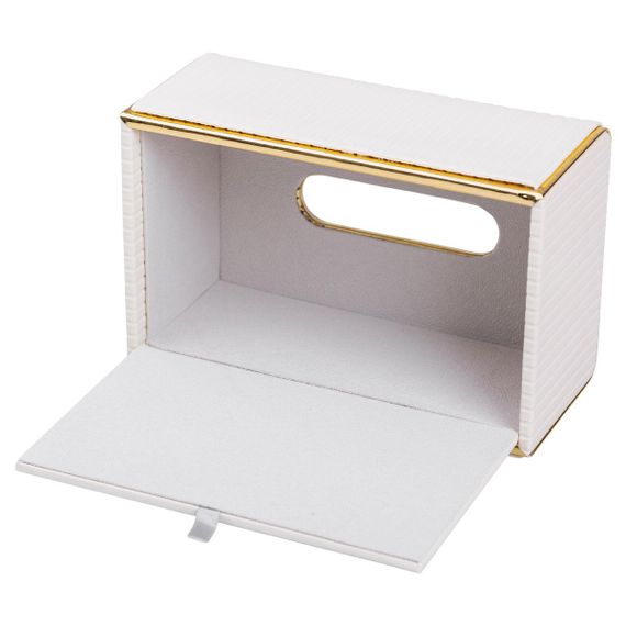 Серветниця з екошкіри прямокутна  21.5х13х9 см органайзер для серветок на стіл, Бежевий | Зображення 3