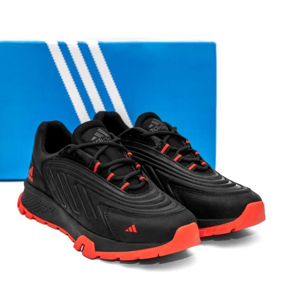 шкіряні кросівки Adidas  колір чорний/ червоний | Зображення 3