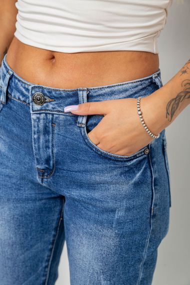 Джинси жіночі однотонні Straight fit, колір синій, 244RQ6169 | Зображення 4