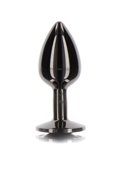 Анальна металева пробка M із чорним каменем Butt Plug With Diamond Jewel Taboom Sex Aura | Зображення 1