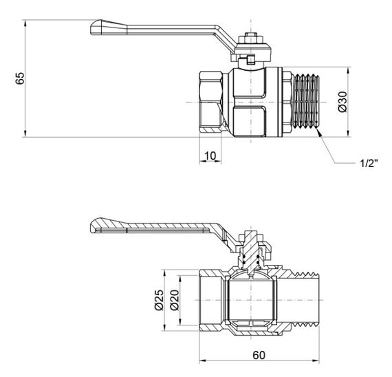 Кран кульовий Icma 1/2" прямий №352 (87352AD11) | Зображення 1