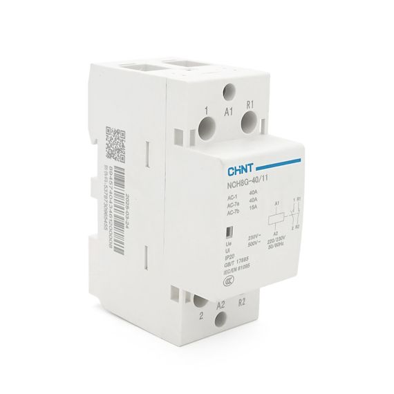 Контактор CHINT NCH8-40/11 220V,40А,7.5kW,1NC + 1NO,на DIN-рейку,85x65.5x36мм