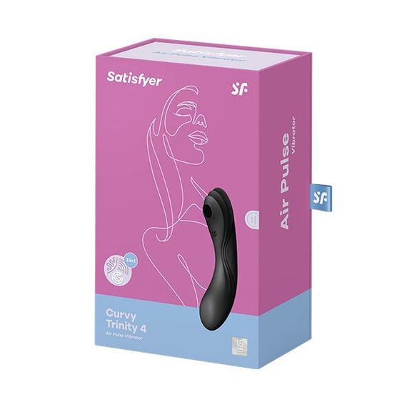 Вакуумний стимулятор з вібрацією Satisfyer Curvy Trinity 4 Black | Зображення 4