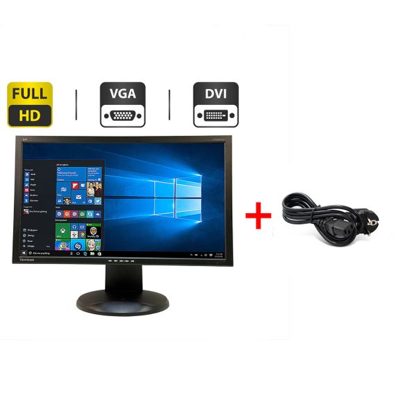 Монітор ViewSonic VG2427WM / 24" (1920x1080) TN / VGA, DVI, USB-Hub / VESA 100x100 б/в + Подарунок  Кабель живлення