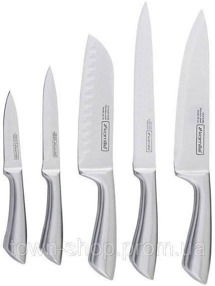 Набор ножей Kamille Steel 5 кухонных ножей на деревянной подставке KM-5130 | Зображення 1