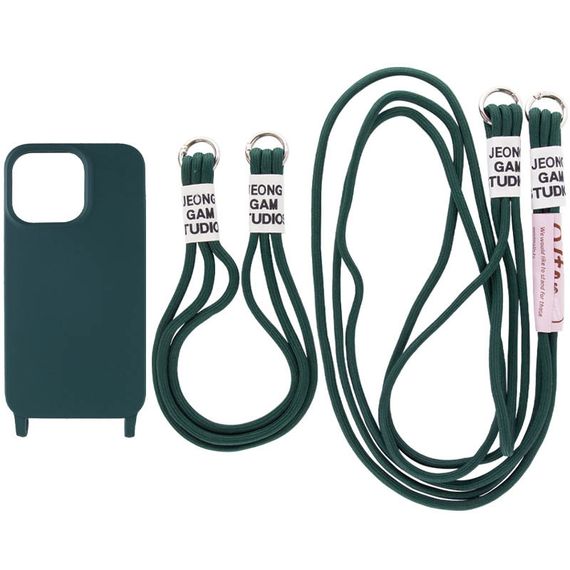 Чохол накладка TPU з ремінцем Two straps California для Apple iPhone 11 Pro Max, Зелений / Forest green
