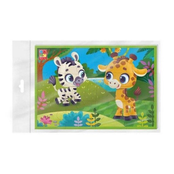 Детские развивающие мягкие пазлы "Зебра и жираф" VT1104-21 А5