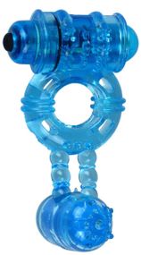 Ерекційне віброкільце Alive Double Ding Ring Blue: 2 мотори для екстремальної подвійної насолоди пари