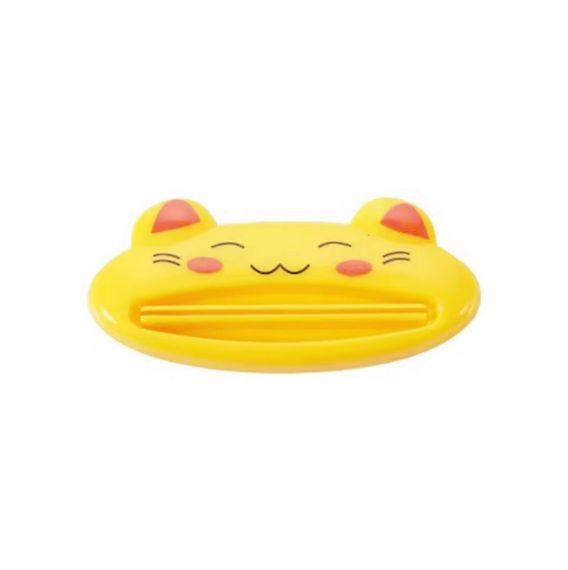 Дозатор зубной пасты с животными (кошка), держатель тюбика для лёгкого выдавливания зубной пасты. Жёлтый