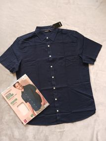 Чоловіча лляна сорочка з коротким рукавом р. L