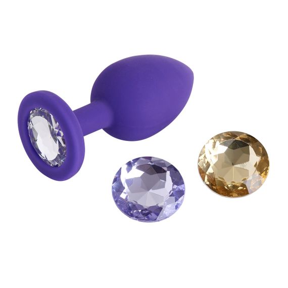 Анальная пробка с кристаллом Bootylicious 3 в 1, сменные кристаллы, размер M So Divine (Великобритания) sexstyle