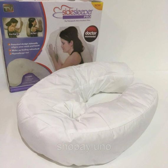 Ергономічна подушка - підкова SIDE Sleeper PRO ортопедична для шиї з простором для вуха ∙ Розумна подушка для сну на боці | Зображення 4