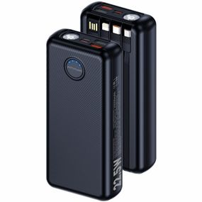Портативний ЗП Power Bank Amaya F239L 22.5W flashlight with cable 20000 mAh Black