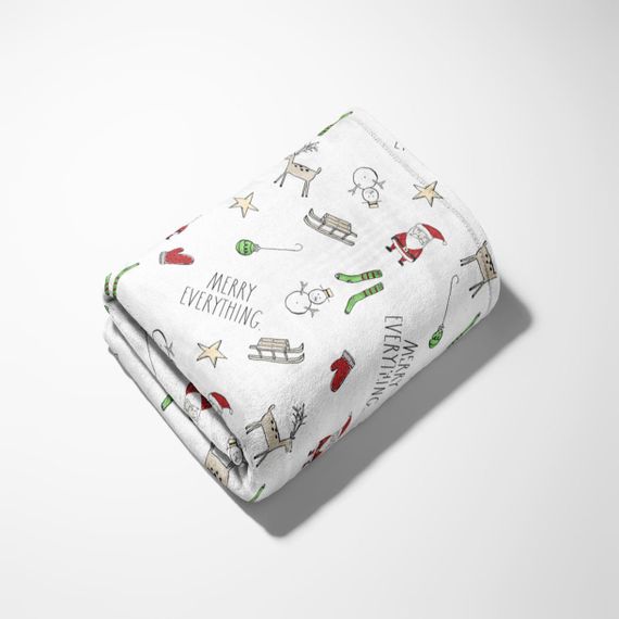 Новогодний плед “LeLIT”,Велсофт,Белый Merry everything, 180/200 | Зображення 1