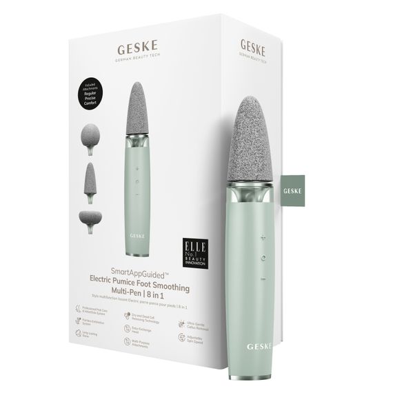 Шліфувальна пилка для стоп з додатковими насадками GESKE Electric Pumice Foot Smoothing Multi-Pen 8в1 green