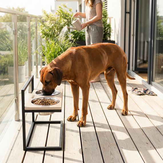 Миски на регулируемой подставке для больших собак Hollky Flex L (2 × 1.8 л) FL-502850-BLWH | Зображення 1