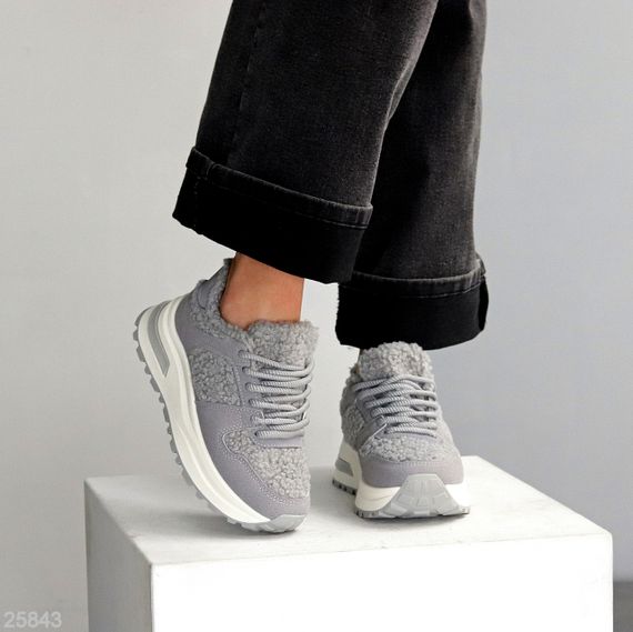 Молодежные теплые очаровательные серые кроссовки шок-цена | Зображення 3
