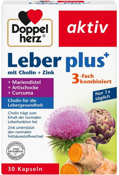 Doppelherz Leber plus mit Cholin + Zink Доппельгерц для лікування печінки Холін+екстракт Артишоку + Розторопші