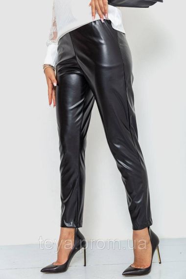 Лосины женские с экокожи, цвет черный, размер S FA_007891 | Зображення 2