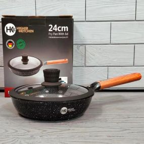 Сковорода з кришкою з антипригарним гранітним покриттям Higher Kitchen НК-318 24 см