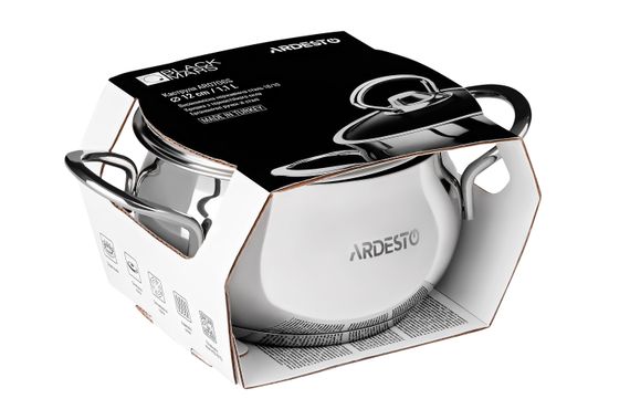 Кастрюля Ardesto BLACK MARS, стеклянная крышка, 1.1 л, нержавеющая сталь (AR0706S) | Зображення 1
