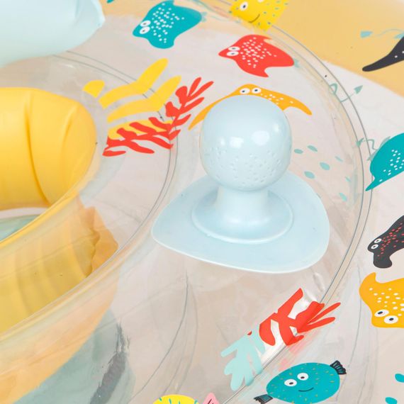 Надувний круг-крісло з ручками для немовлят 7-15 кг жовтий з принтом рибок - One Size | Зображення 2