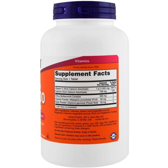 Витамин C NOW Foods Vitamin C-1000 180 Tabs | Зображення 1