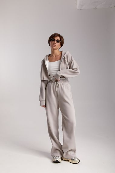 Спортивний костюм з коротким худі та прямими штанами - сірий цвет, M (є розміри) | Зображення 4