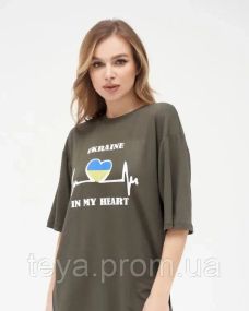 Футболка для жінок колір хакі розмір XL FI_002399
